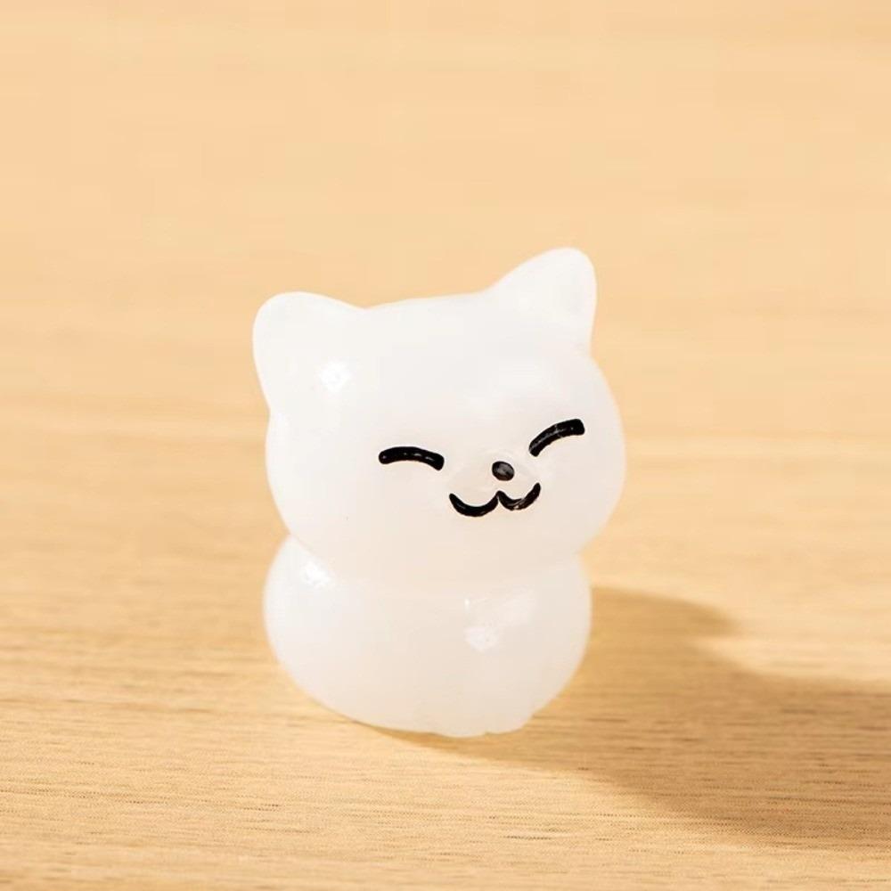 Resin Luminous Cat Figurines Tiny Miniature Lucky Cat Cute Glow Dark Ornaments for DIY Home Decor