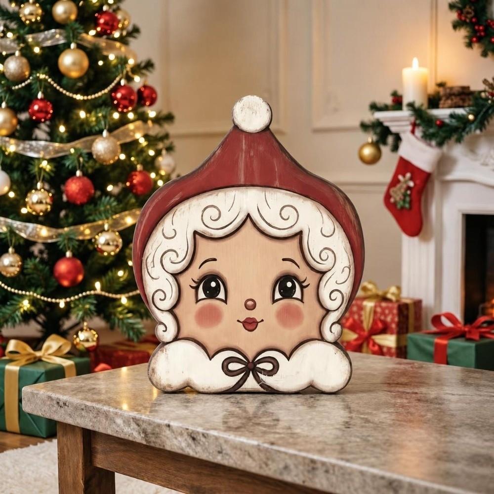 Snowman Christmas Tabletop Figure Wooden Freestanding Mantel Figure Mantel Decor