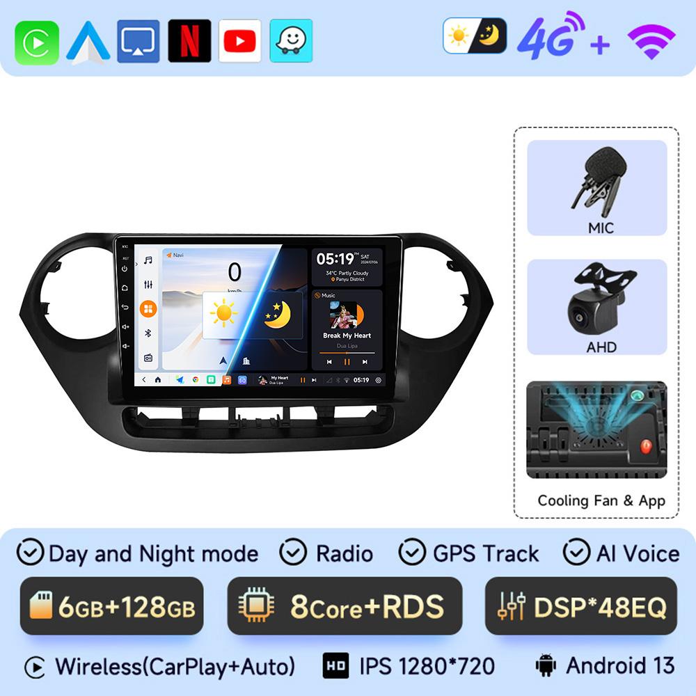 9" Car Radio For Hyundai Grand I10 I 10 2013 2014 2015 2016 2017 2018 Android 13 Carplay Auto Multimidia Video Player Head Unit