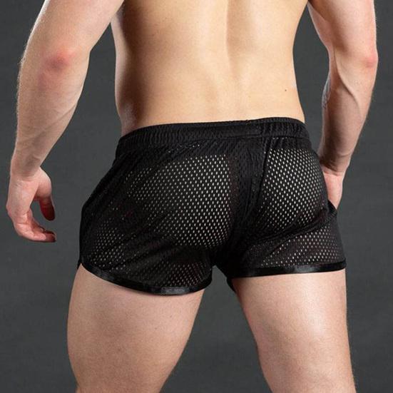 Breathable Short Pants Drawstring Design Polyester Quick Drying Adjustable Men Summer Mesh Pants for Daily Wear