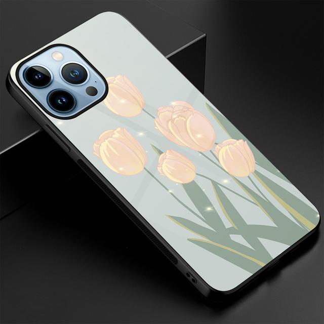 Flowers And Plants Case For Iphone 11 14 13 12 Pro Max Mini Xs Xr X 7 8 6s Plus Se 2022 Tempered Glass Protection Cover Fundas