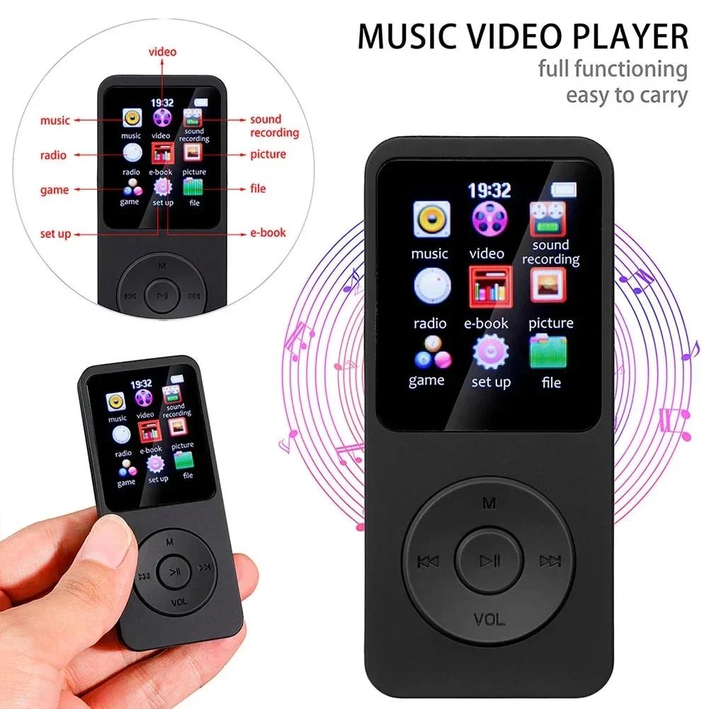 1.8 Inch MP3 Player Type-C Portable Walkmen Bluetooth 5.4 Compatible E-Books Recording Sports FM Radio Music Player 2024 New