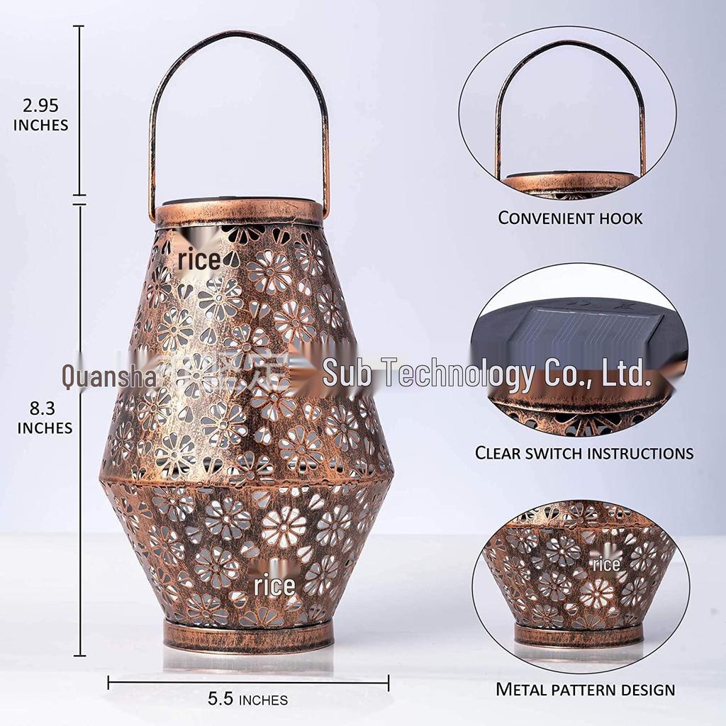 Ghirlande Luminoase Solare LED Transfrontaliere: Decor suspendat din fier forjat gol pentru peisaj de curte exterioară