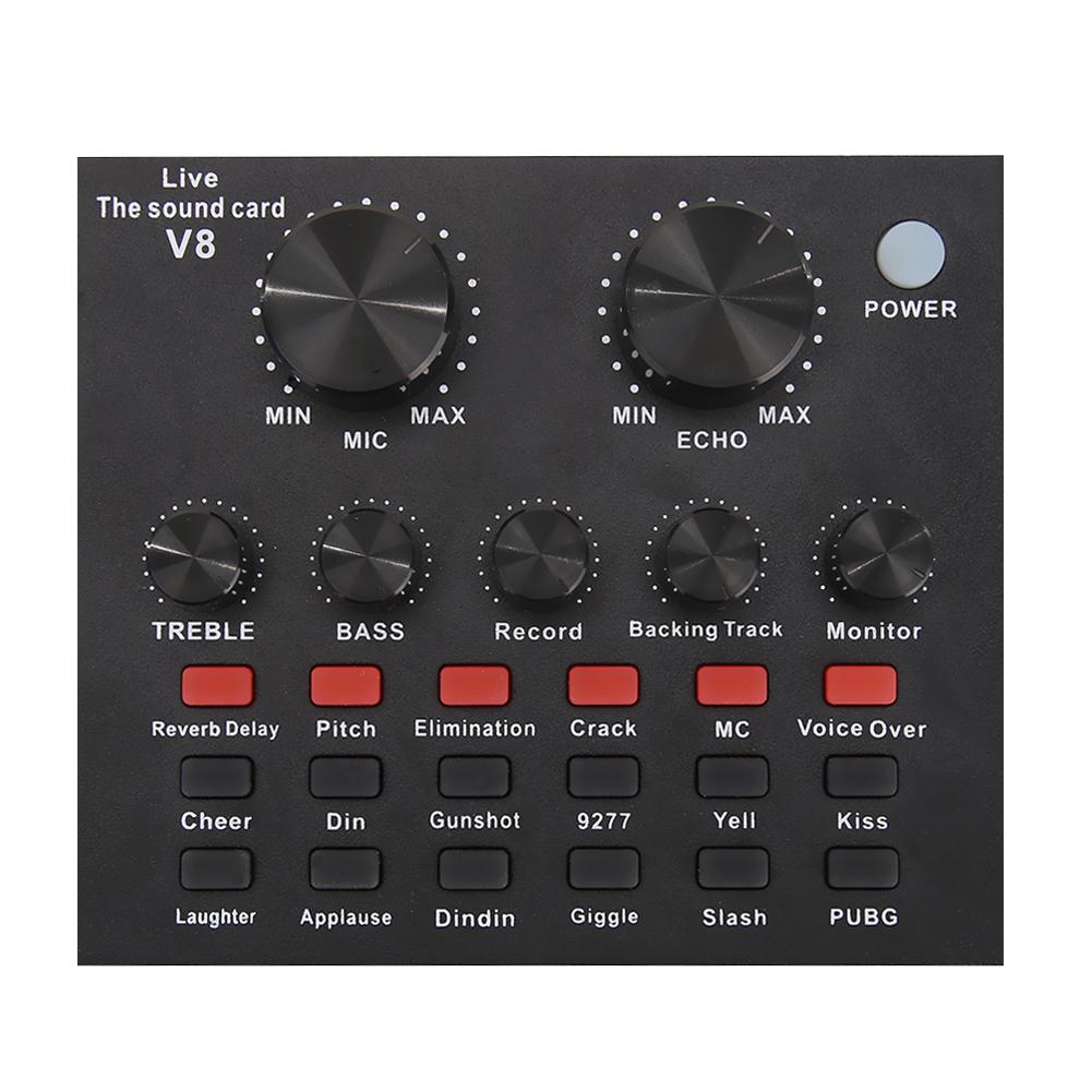 Freeboss Bluetooth Computer Record Sound Card USB Record 6 Channel Digital Effects Audio Mixer for Mobile Phone Computer PC