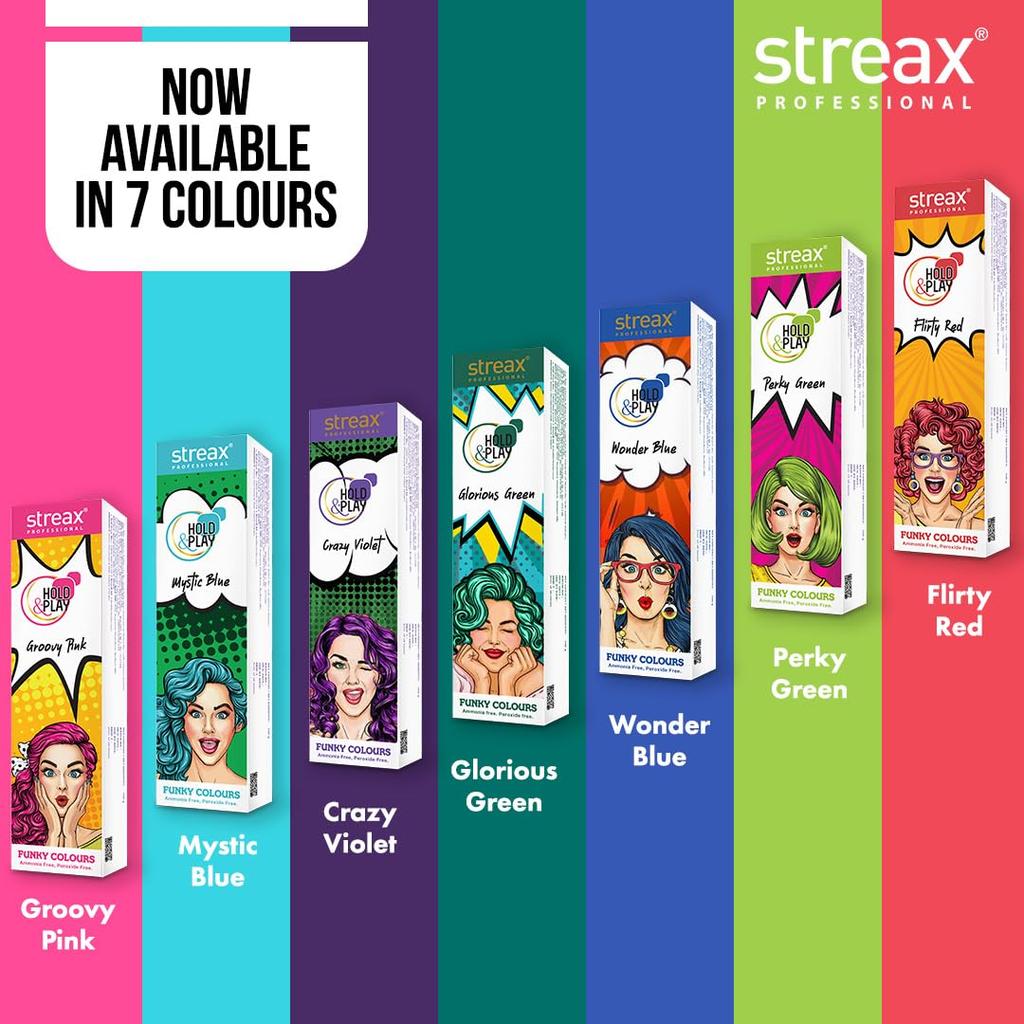 Streax Professional Crazy Violet Semi Permanent Hair Colour Ammonia Free Easy DIY Use Long Lasting Vibrant Purple Hair Dye For Bold Highlights 100ml