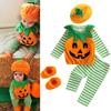 Toddler Outfit Suit Baby Girl Boy Long Sleeve Halloween Pumpkin Print Loose Tops + Fall Casual Pants + Hat + Shoes