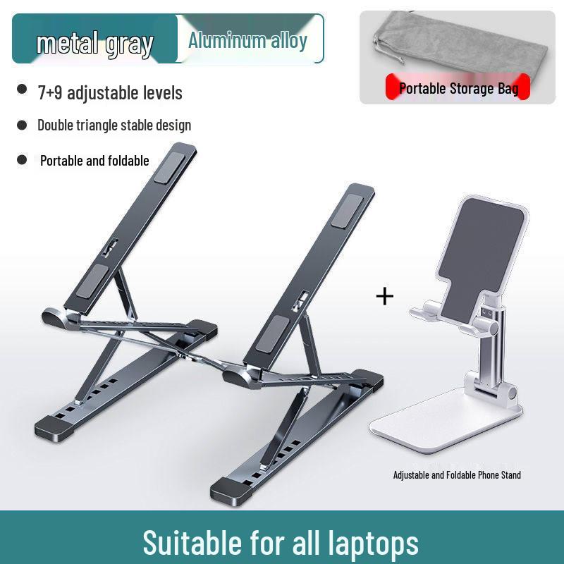 Aluminum Double Layer Laptop Stand: Portable, Liftable, Folding, and Cooling