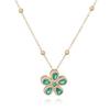 Minimalist Gold Plated Colorful Cubic Zircon Flower Charm Necklace Flower Pendant Necklace for Women