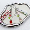 Lace Ribbon Keyring Cute Sweet Strawberry Pendant Keychain Colorful Beaded Phone Lanyard Multi-Functional Bags Accessories