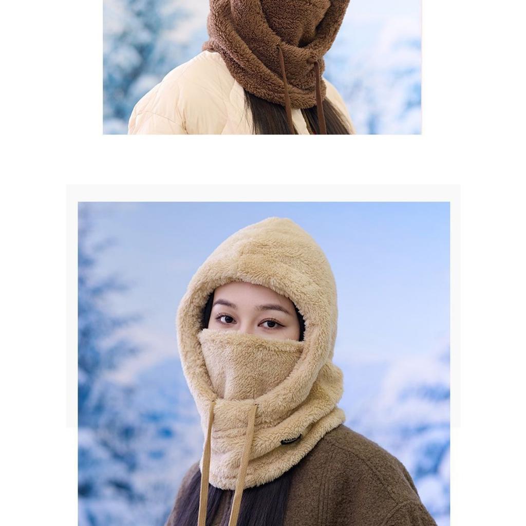 Winter Plush Cold Mask Hat - Elastic Drawstring Closure, Lightweight and Warm  Warm and Windproof Ear Protection Hat with Added Fleece