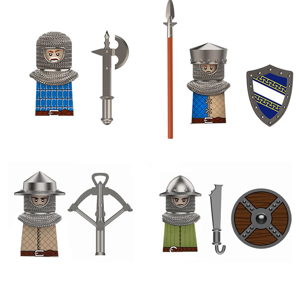 MOC Building Blocks Medieval Character Accessories Warhorses Militiamen Dragons Castles Knights Brick Gifts Toy Helmets Shields