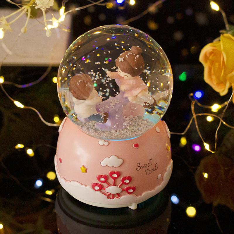 Seesaw Crystal Childrens Ball Light Up Music Box Resin Nightlight Cell Button