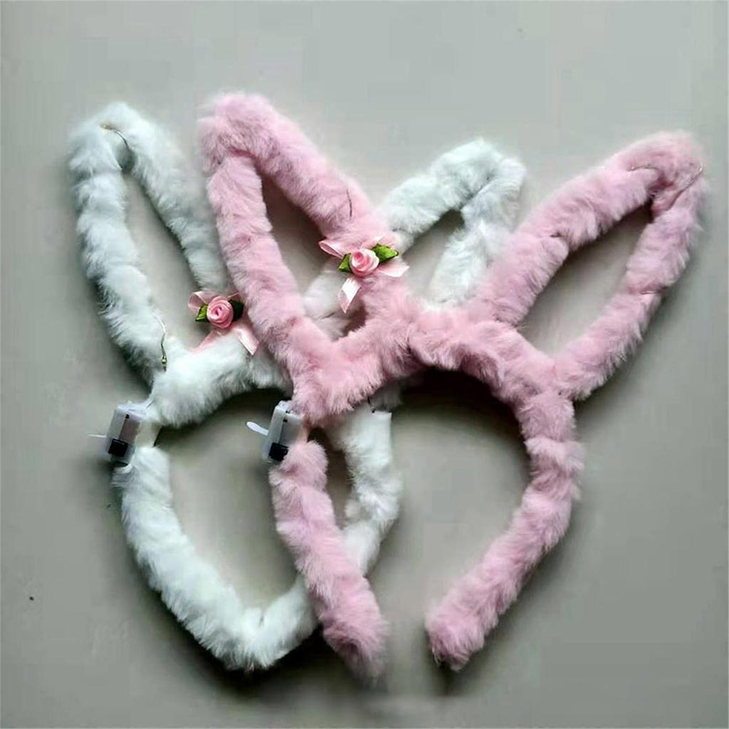 Glowing Plush Bunny Headband Light Up Easter Headband Led Bunny Headband Luminous Led Headband Led Rabbit Headband  White