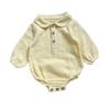 Ins-Style Baby Clothes, Wrinkled Fabric Triangle Romper, 0-2 Years Old Newborn, Spring and Autumn Doll Collar Open-Front One-Piece Crawling Suit