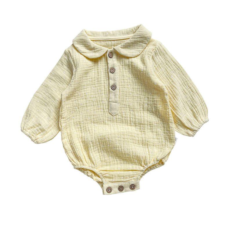 Ins-Style Baby Clothes, Wrinkled Fabric Triangle Romper, 0-2 Years Old Newborn, Spring and Autumn Doll Collar Open-Front One-Piece Crawling Suit