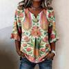 Women V Neck Floral Print Button Loose Fit Ruffle Sleeve Blouse Casual Comfortable Top for Daily Wear Office Travel