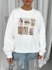 Women's Crew Neck Long Sleeve Sweatshirt Loose Fit Casual Style Photo Graphic Print Pullover Top