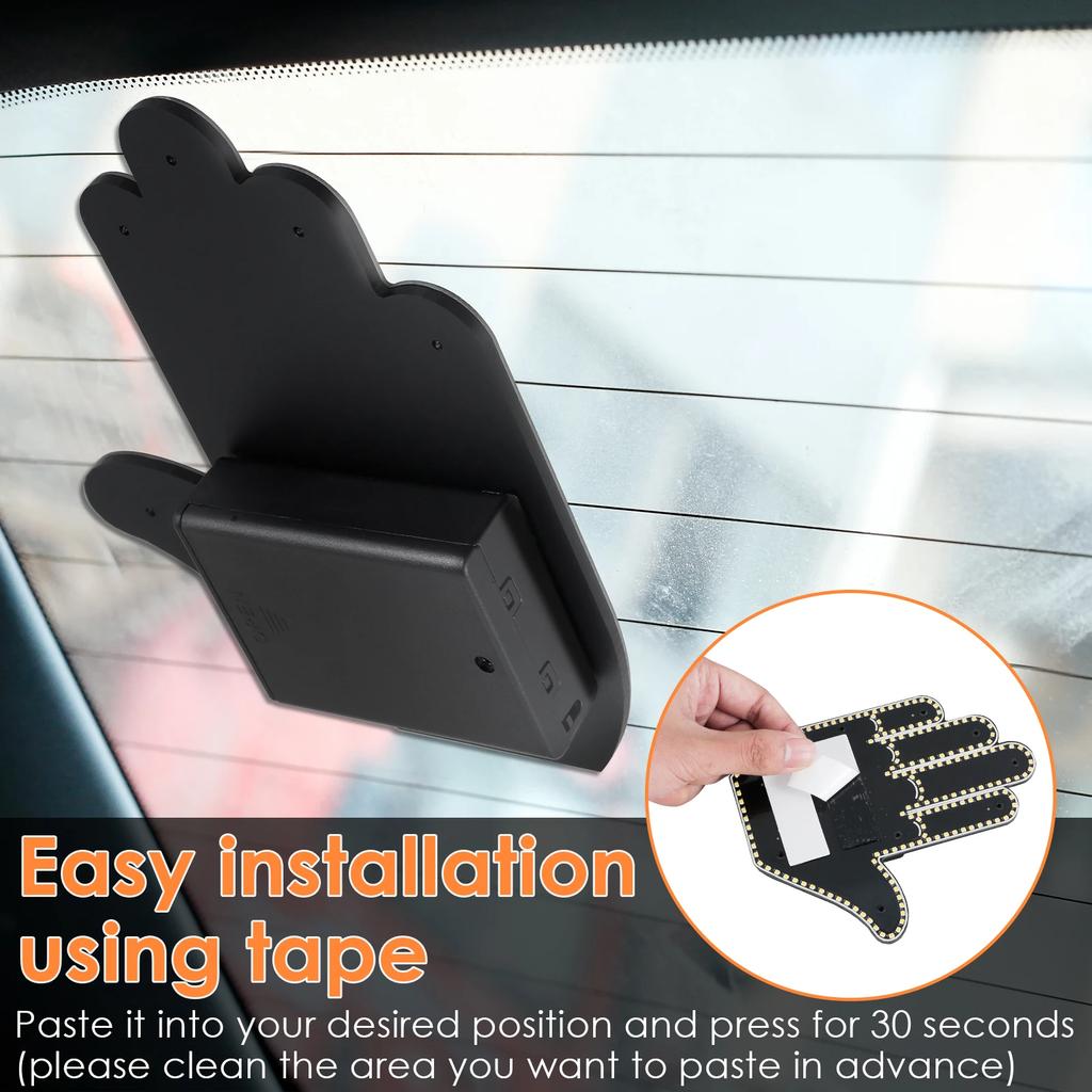 General Car LED Finger Light with Remote Control No Battery Fun Car Sign Hand to Express Emotions Easy to Install for Car Light