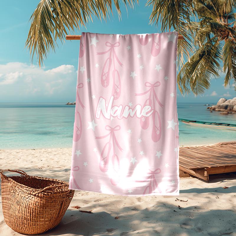 Custom Name Ultra-Soft Beach Towel with ballet Theme,Ideal for Pool - Camping, Diving - Perfect Travel Essential, Vibrant Beach Towel.