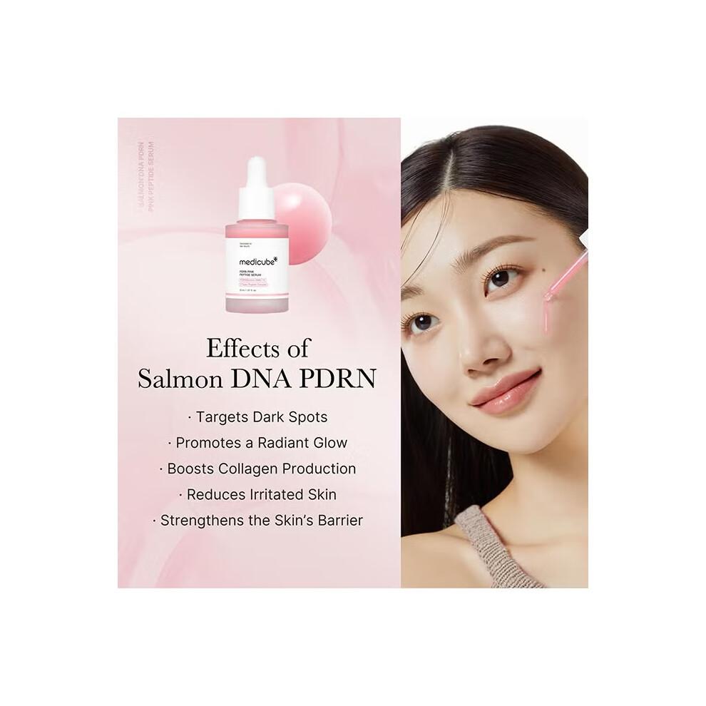 Medicube PDRN Pink Peptide Serum 30ml | Pink Glow Serum, Peptide, Niacinamide, Hydrating, Moisturizing & Firming, Uneven Skin Tone, Korean Skincare