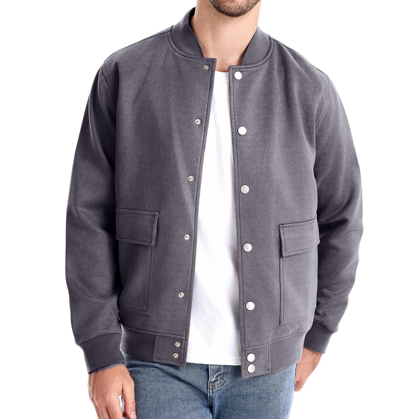 

Мужская зимняя бейсбольная куртка, мужское замшевое повседневное пальто с карманами XL