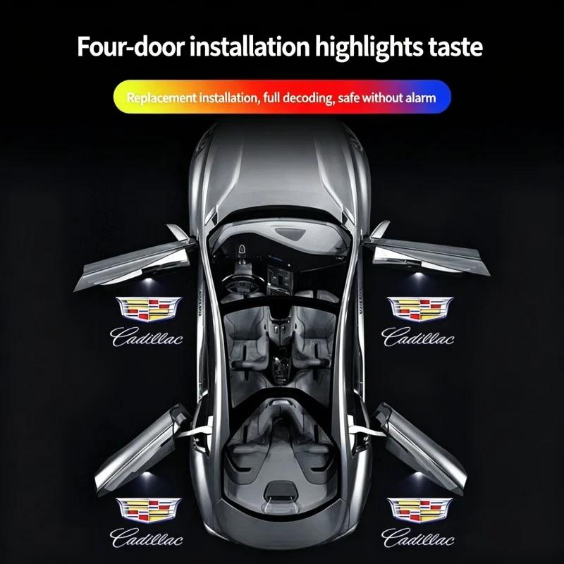 LED Lamp Shadow Projector for Cadillac Car LED Car Logo Lamp Door Shadow Light SRX XT4 XT5 XT6 ATS XTS CTS CT6 Car Accessories
