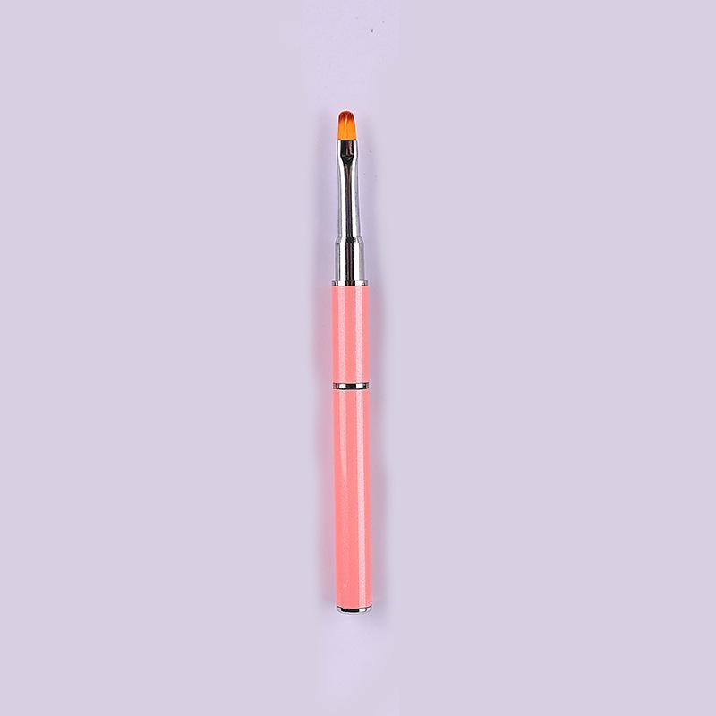 Dual-Ended Nail Art Gel Pen with Metal Pusher and Long Handle