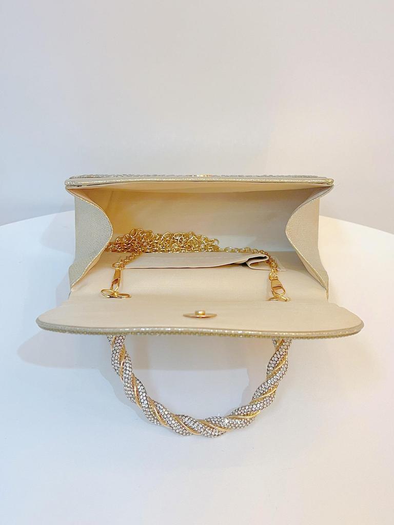 Elegant French Diamond Rhinestone Evening Handbag