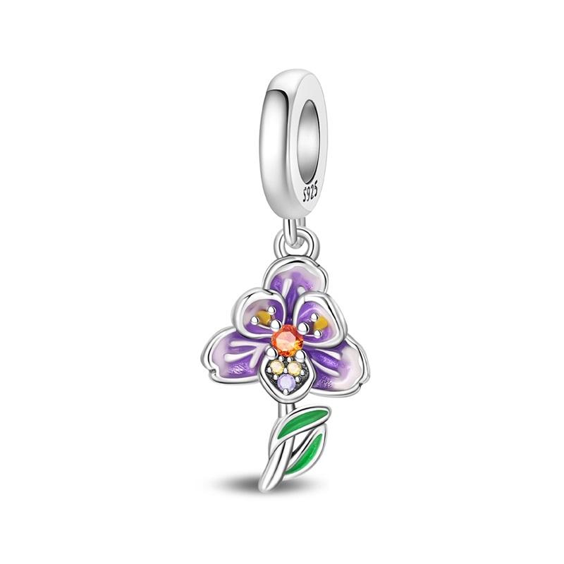 Fashion 925 Silver Colorful Butterfly Sparkling Beads Charms for DIY Bracelet Necklace Jewelry Making Gift