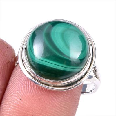 Natürlicher Malachit Edelstein 925 Massiv Sterlingsilber Schmuck Ring Größe 9 S3R18
