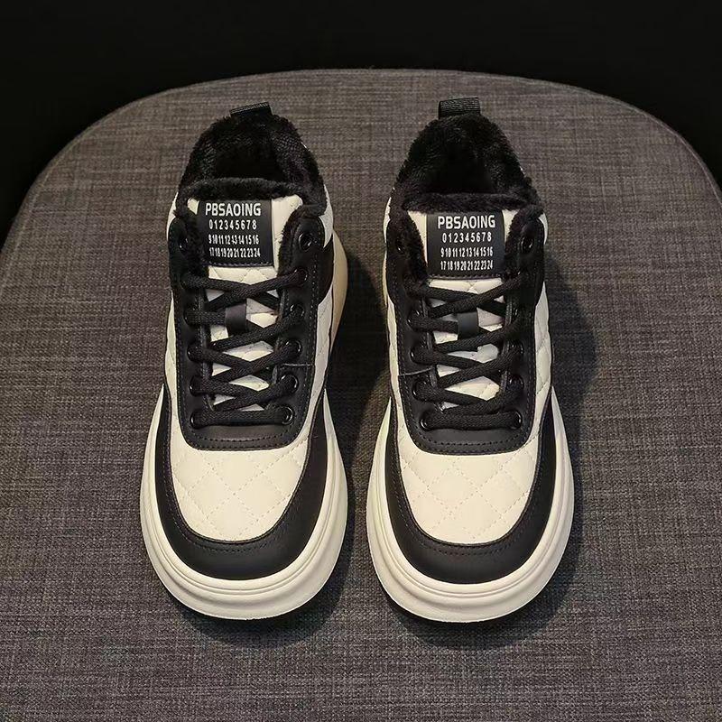 Warm Fleece Lined Thick Sole High Top Casual Sports Sneakers For Women