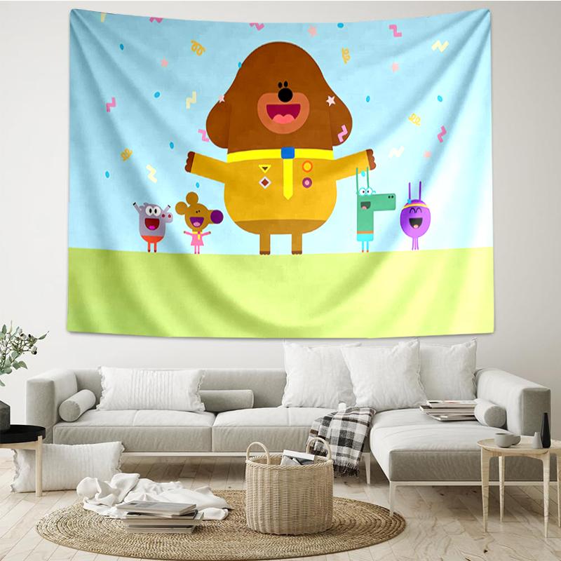 Hey-Duggee Print Tapestry, Backdrop, Easy Setup, Ideal for Bedroom, Office & Living Room, with Aesthetic Wall Hanging Decor.
