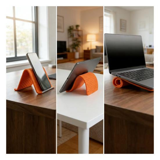 Držák na mobilní telefon 360° Flexibilní silikonový stojánek Skládací Protiskluzový držák na telefon, tablet, notebook pro cestování, kancelářský stůl, postel