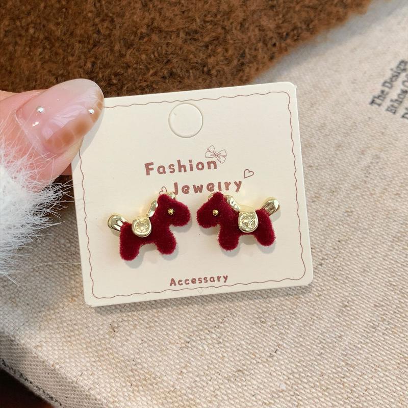Creative Unique Cartoon Animal Colt Horse Earrings For Women Girl Cute Animal Little Horse Ear Stud Jewelry New Year Gift