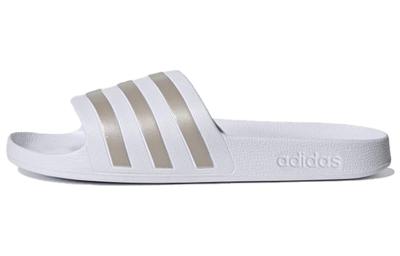 Adilette Aqua Slides 'White Platinum Metallic' EF1730