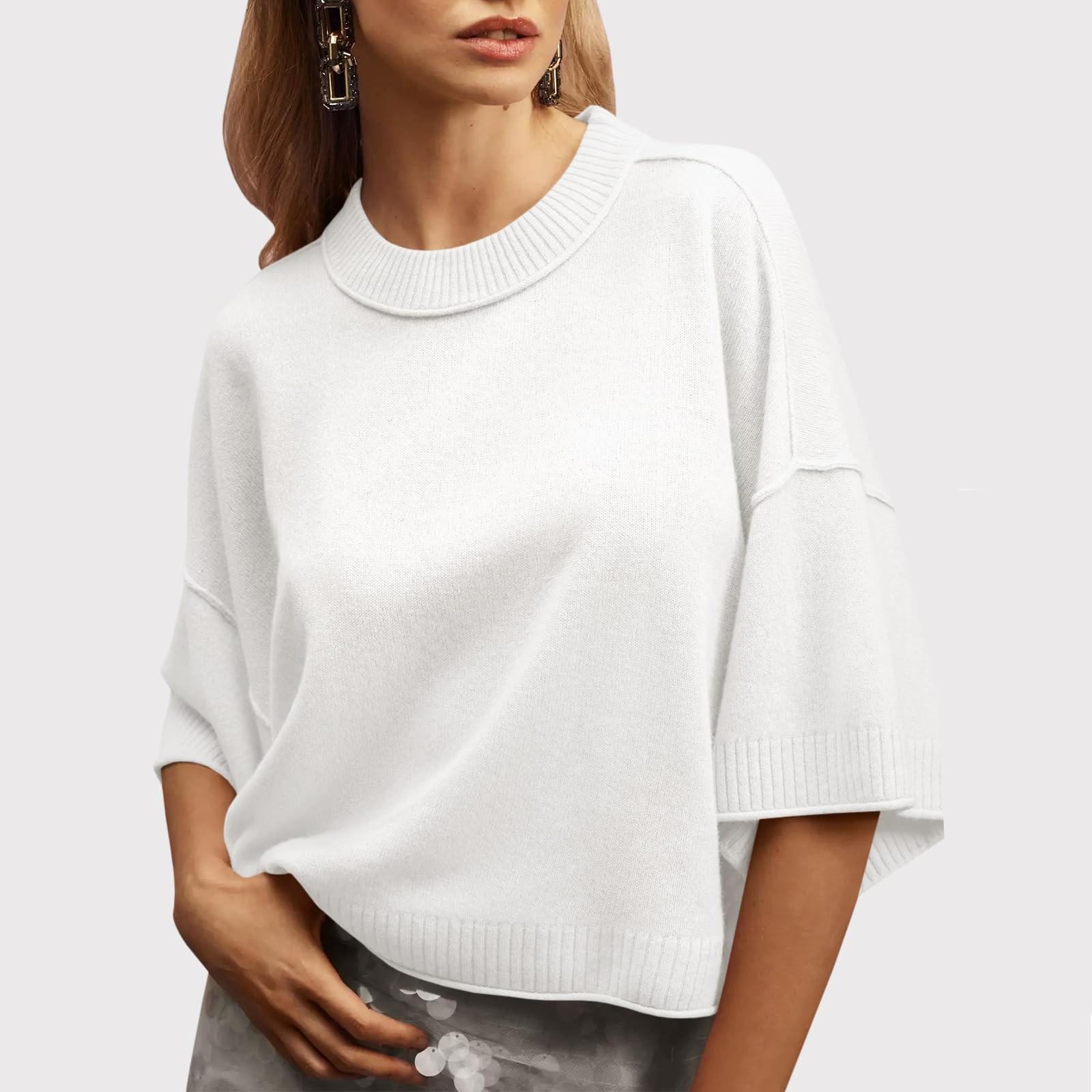 

Women s Plain-colored Casual Round-neck Top XL