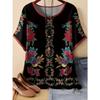 Summer Round Neck 3D Flower Pattern Print Top Fashionable Casual Short Sleeved Women's T-shirts