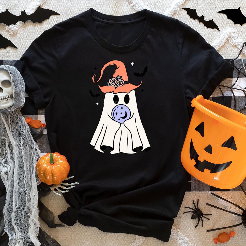 Halloween Unisexs Shirt Cute Halloween Ghost Shirt Halloween Party ShirtUnisex Summer Round Neck Tee Shirt Femme TShirts
