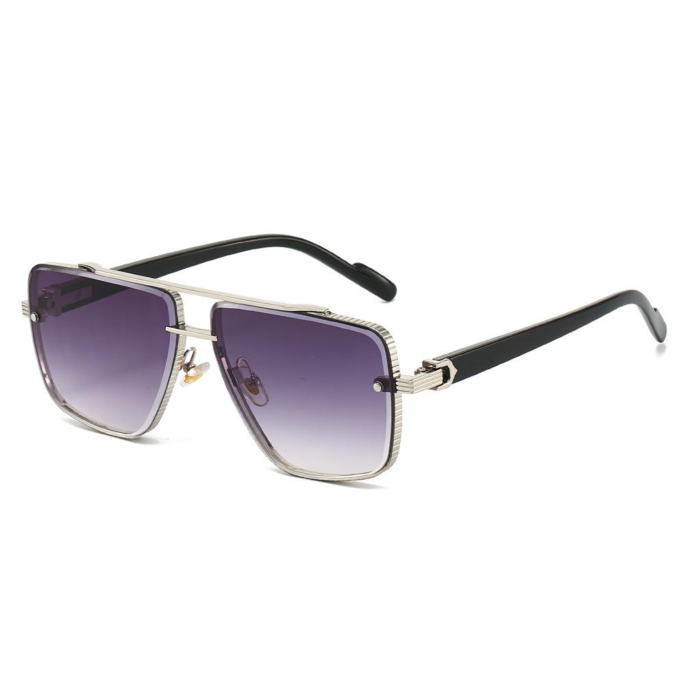 New Luxury Double Beam Frameless Gradient Women Sunglasses  Simple Wave Frame Design Trendy Trend Men Sun Glasses Uv400