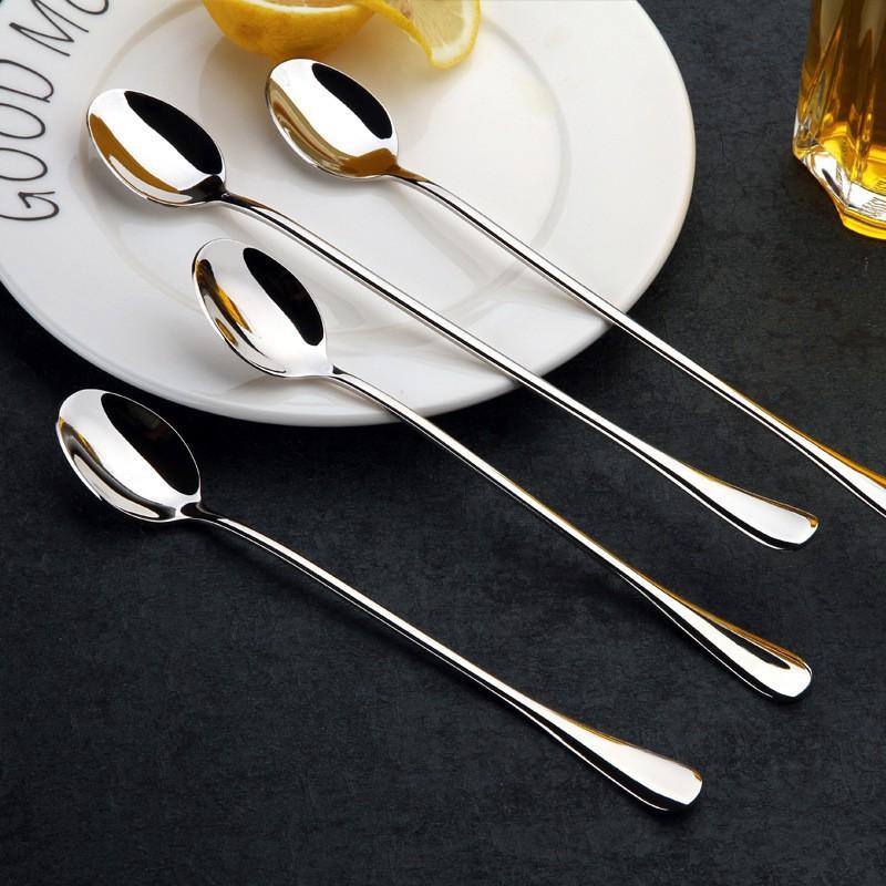 1Pcs Stainless Steel Long-Handled Ice Teaspoon, Coffee Spoon, Ice Cream Stirring Spoon, Dishwasher Safe, Kitchen Accessories