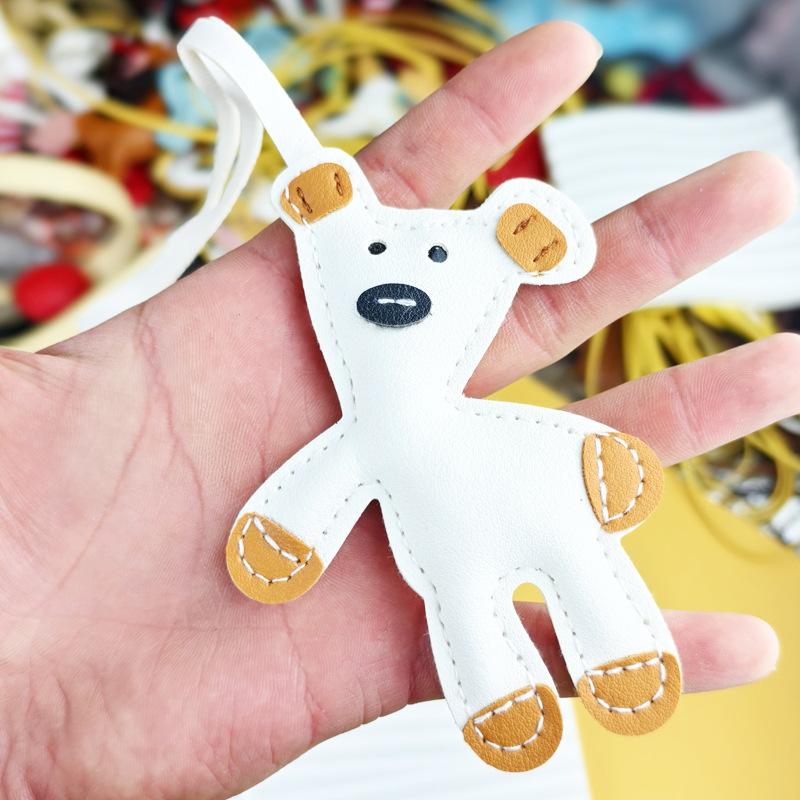 Spot Bean Bear Bag Pendant Leather Car Keychain Lanyard Bear Clothing Accessories