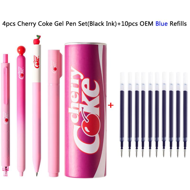 KACO x Cherry Coke Collab"Sakura Flavor"Gel Pen Set,Cute Soda Can Design,Smooth Quick-Dry Ink,Large Capacity,Perfect for School