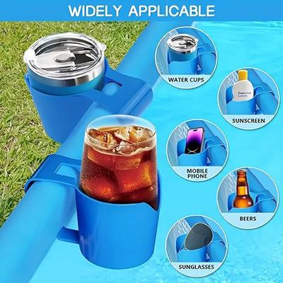 Heavy Duty Poolside Cup Holder No Drill Hanging Organizer with Strong Grip for Hot Tub Beach Patio Swimming Pool Accessories