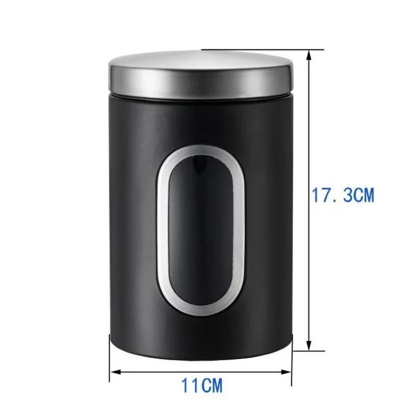 1/3Pcs Coffee Canister Stainless Steel Food Storage Jars with Visual Window Kitchen Storage Coffee Bean Tea-leaf Sealed Cans