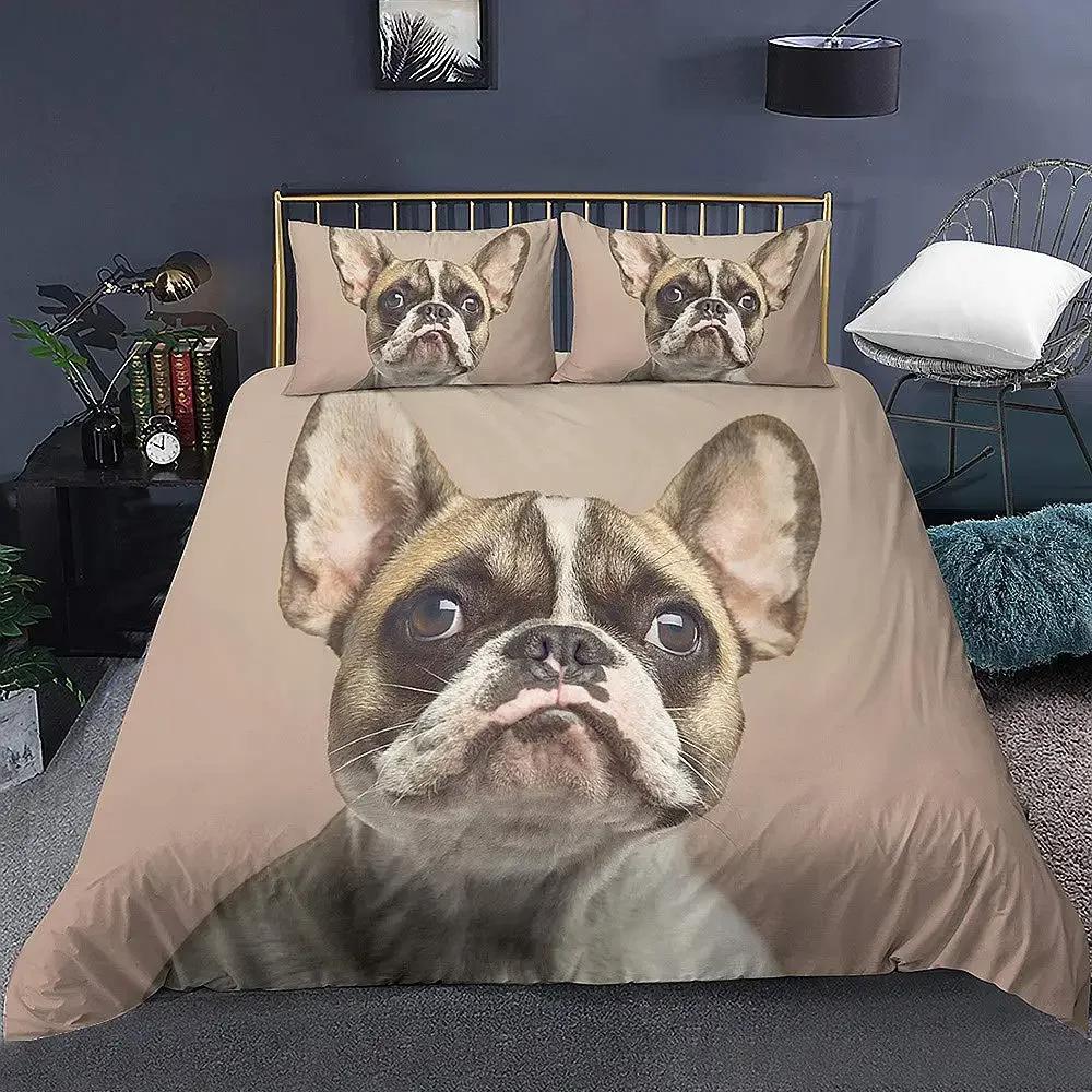 French Bulldog Bedding Set Children'S Cartoon Puppy Three-Piece 3D Digital Printing