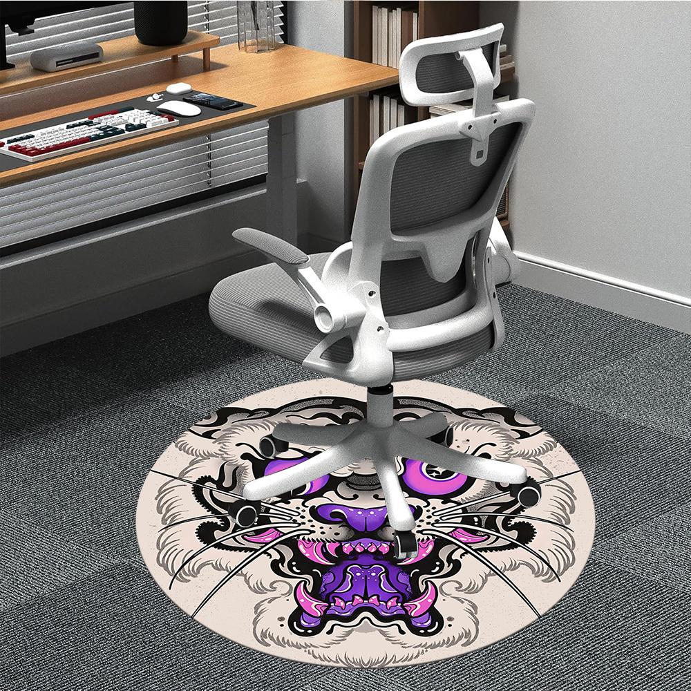 1pc Tiger Face Office Round Area Rug, Indoor Mat Suitable For Office, Under Office Chairs Bedroom Living Room Home Decor, Room Deco