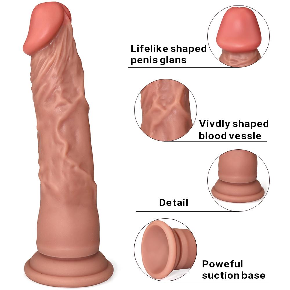 Big Soft Dildo Realistic Penis Double-layer Silicone Sex Toys Female Masturbator Suction Cup Dildos for Women Men