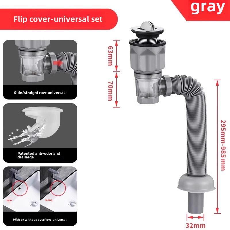 Deodorizing Drain Pipe Set for Wash Basins - Horizontal Row Design
