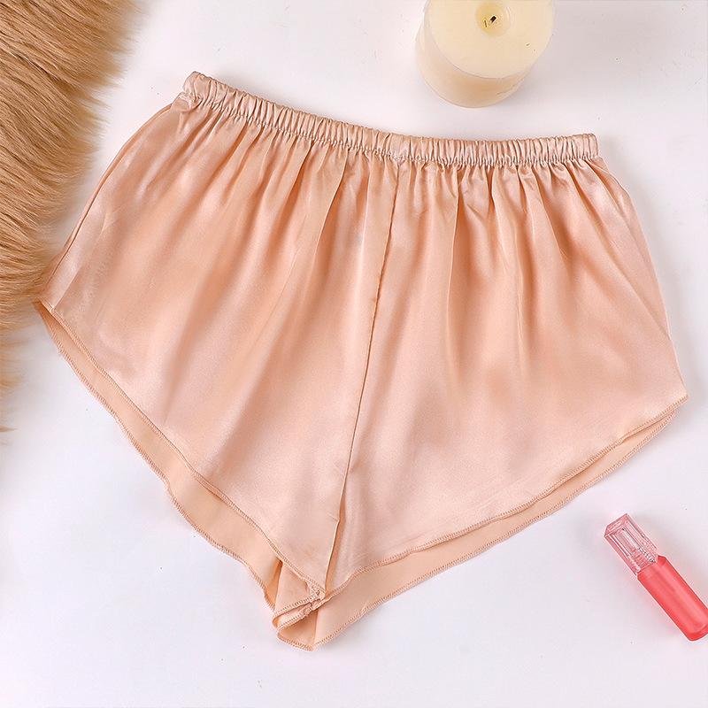 Thin strappy loose shorts, imitation silk soft anti-light safety pants, women's summer home leggings