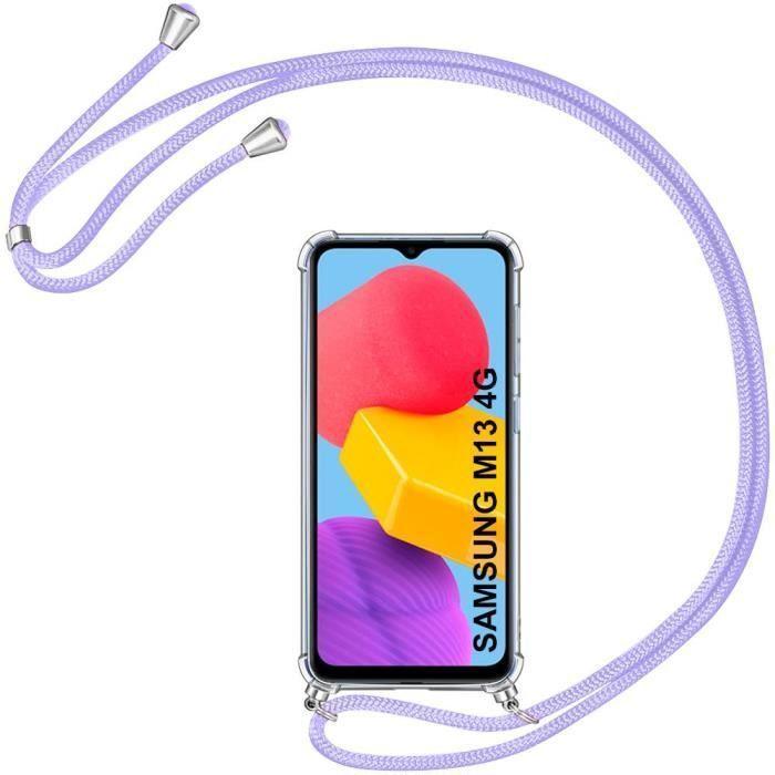 Coque de protection pour Samsung Galaxy M13 - BOOLING - Coin Renforcé - Transparent-Violet